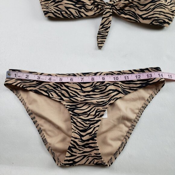 Hollister Animal Print Bikini Womens Medium Tan Two Piece Cheeky Bottom Swimsuit - Picture 13 of 15